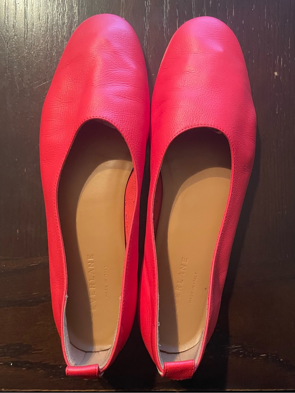 Everlane Italian Red Leather Flat Shoes